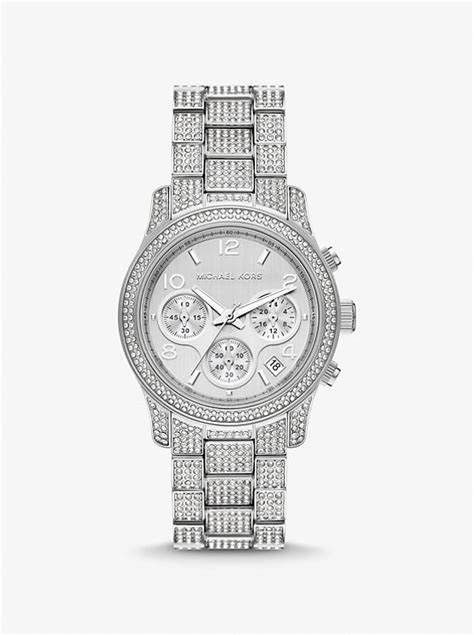 michael kors runway watch silver paved|Runway Pavé Silver.